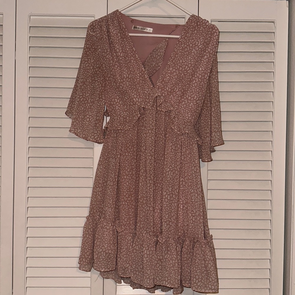 saints + secrets pink and white subtle cheetah print mini dress